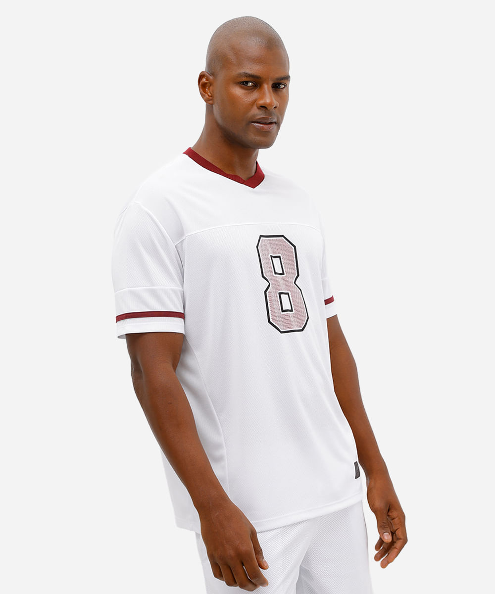camiseta masculina esportiva ace gola v texturizada branca