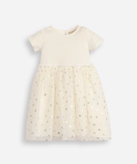 vestido infantil com tule floral metalizado off white 3 vestido infantil com tule floral metalizado off white 3