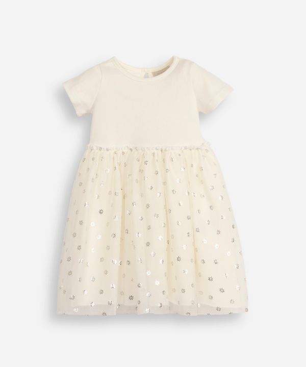 vestido infantil com tule floral metalizado off white 5