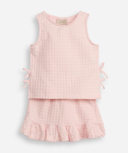 conjunto curto infantil de algodão texturizada rosa 6