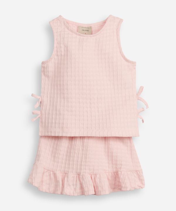 conjunto curto infantil de algodão texturizada rosa 4