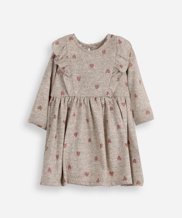 body vestido infantil corações com babado cinza 3-6