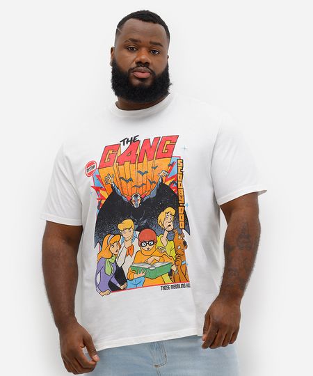 camiseta masculina de algodão scooby doo plus size off white GG2 camiseta masculina de algodão scooby doo plus size off white GG2