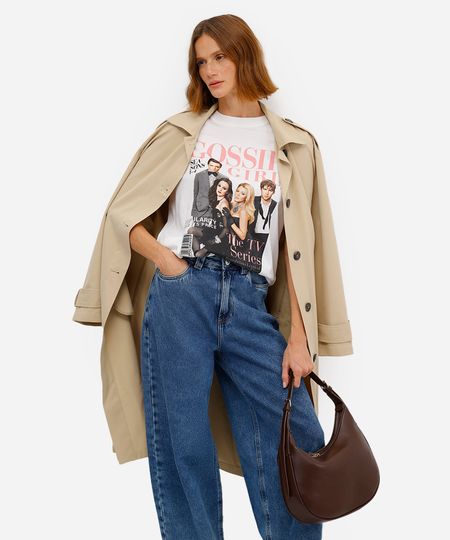 camiseta feminina de algodão gossip girl off white M camiseta feminina de algodão gossip girl off white M