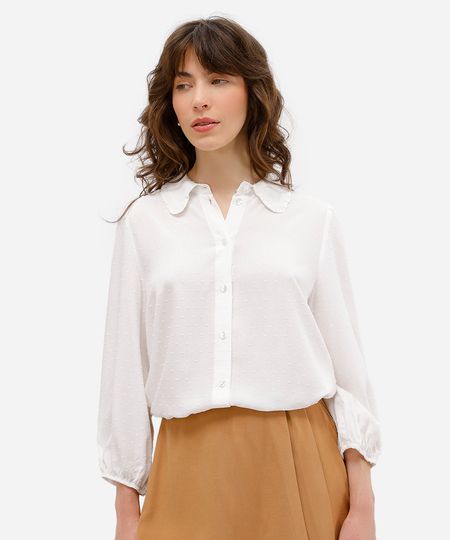 camisa feminina de viscose texturizada off white G