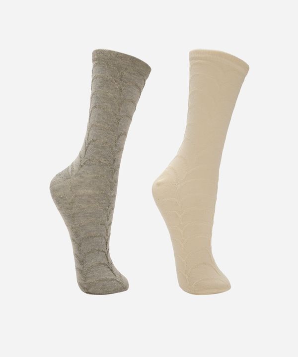 kit de 2 meias femininas cano longo texturizada colorida 34-39