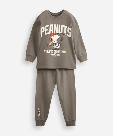 pijama longo infantil snoopy cinza 10