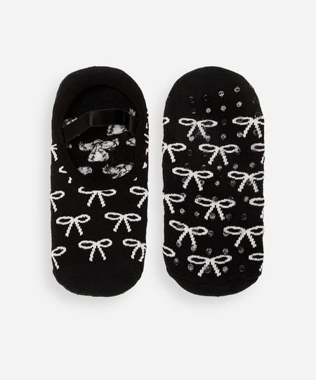 meia feminina sapatilha com antiderrapante lacinho preta 34-39 meia feminina sapatilha com antiderrapante lacinho preta 34-39