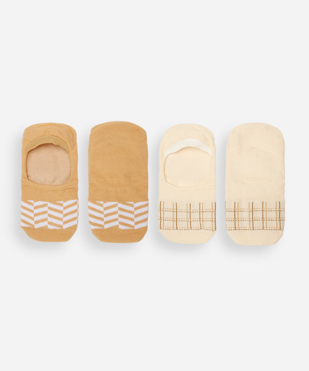 kit de 2 meias femininas sapatilha estampada colorida