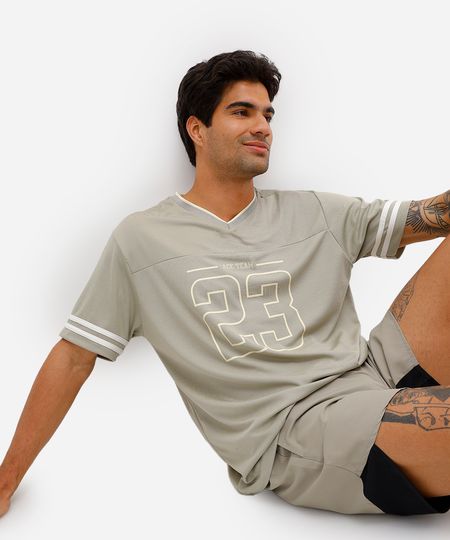 camiseta masculina esportiva ace oversized texturizada gola v verde G