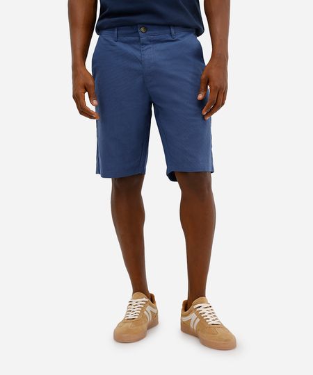 bermuda reta masculina de algodão texturizada azul 38