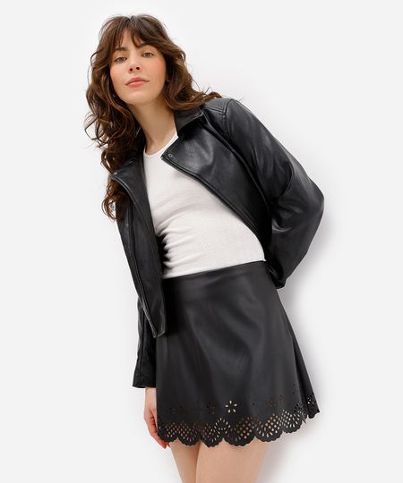 minissaia feminina de poliuretano recorte a laser preta 38 minissaia feminina de poliuretano recorte a laser preta 38