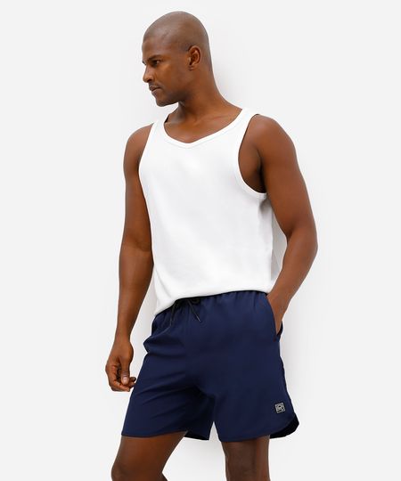 short masculino cós elástico azul P