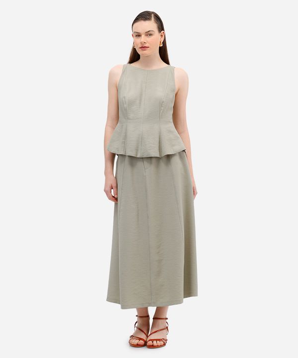 saia midi evasê feminina de viscose verde 38