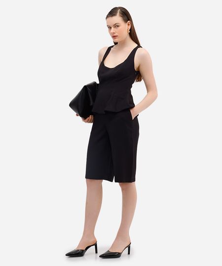 bermuda reta feminina de alfaiataria - preto 44 bermuda reta feminina de alfaiataria - preto 44