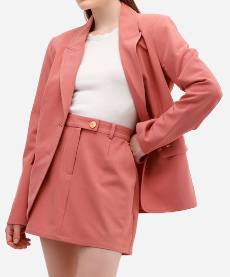 saia curta feminina de alfaiataria texturizada rosa 36 saia curta feminina de alfaiataria texturizada rosa 36