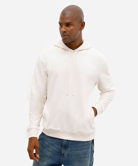 blusão básico masculino de moletom sem felpa com capuz off white G blusão básico masculino de moletom sem felpa com capuz off white G