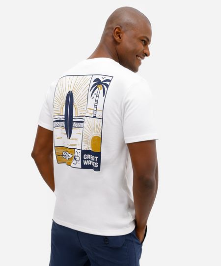 camiseta masculina manga curta estampada off white P