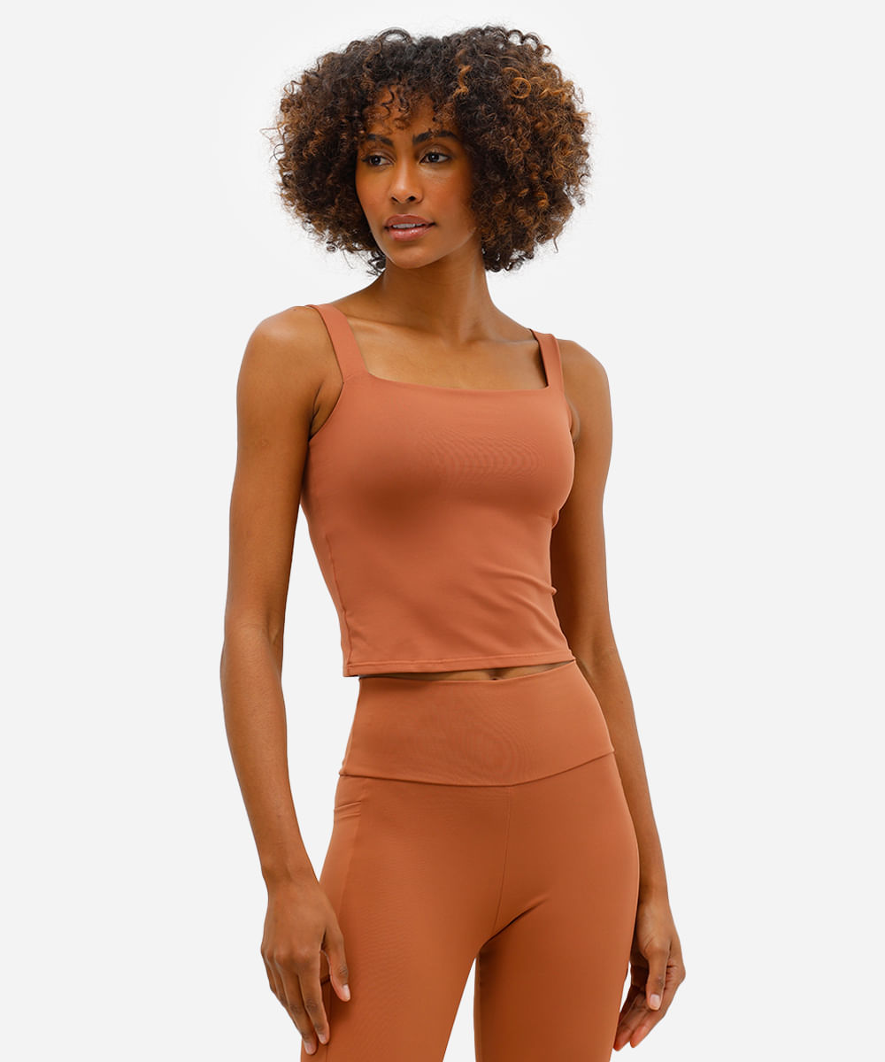 top alongado feminino esportivo ace marrom