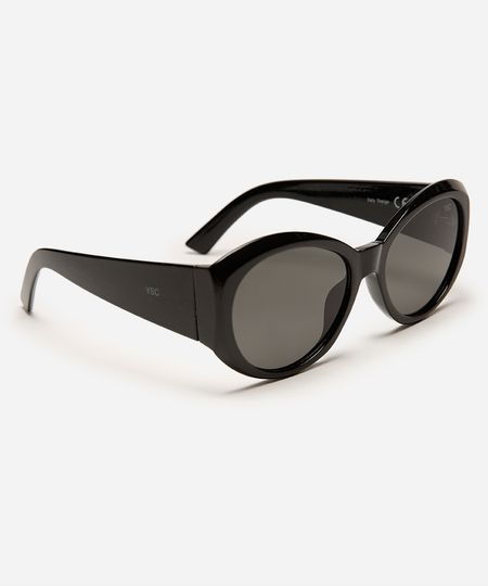 óculos de sol oval preto UNICO