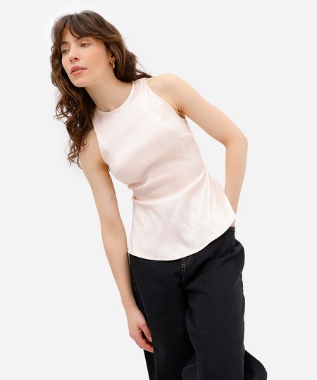 blusa feminina decote redondo com peplum rosa PP blusa feminina decote redondo com peplum rosa PP