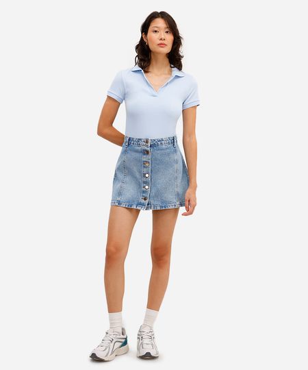 minissaia feminina jeans com recortes e botões azul 36 minissaia feminina jeans com recortes e botões azul 36