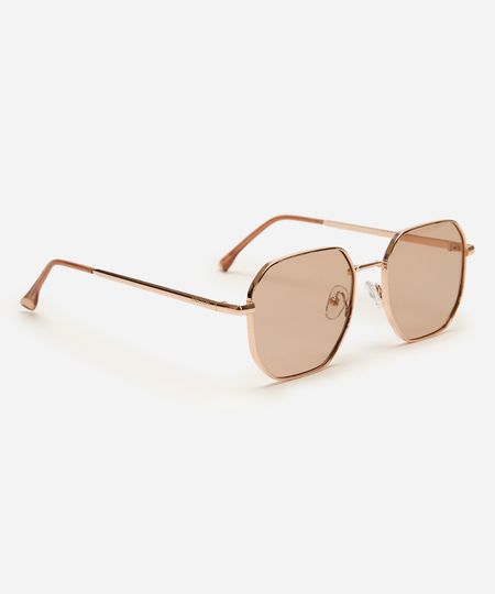 óculos de sol oval triton unissex dourado UNICO