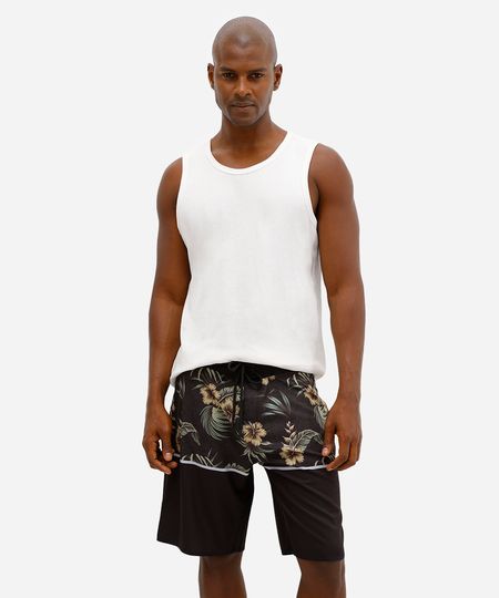 short boardshort masculino floral preto 42