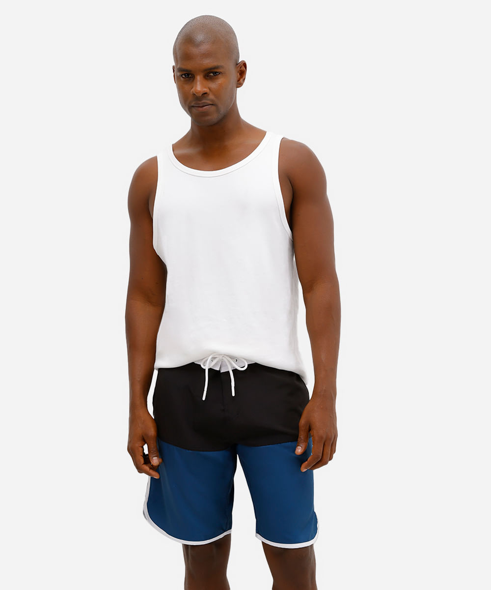 short boardshort masculino com recorte preto