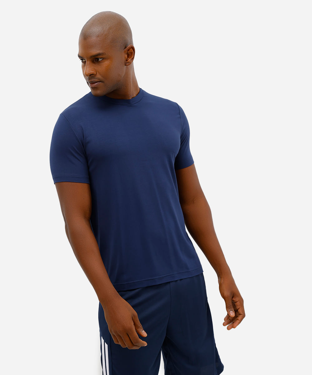 camiseta masculina esportiva ace de viscose azul
