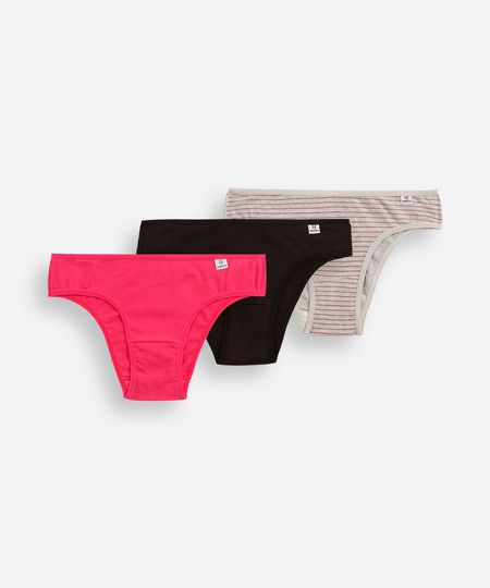 kit de 3 calcinhas biquíni de algodão delrio colorido P kit de 3 calcinhas biquíni de algodão delrio colorido P
