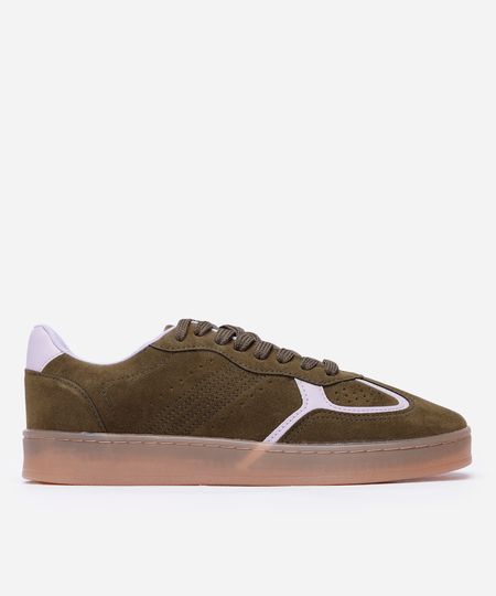 tênis casual feminino com recortes verde 34 tênis casual feminino com recortes verde 34