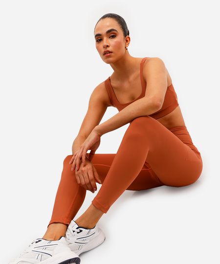 calça legging feminina esportiva ace com bolsos marrom M