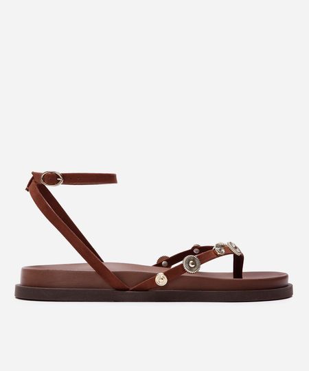 rasteirinha flatform com apliques oneself marrom 34 rasteirinha flatform com apliques oneself marrom 34