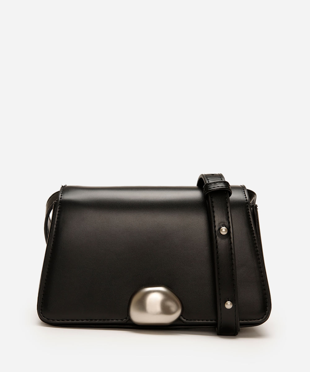 bolsa transversal estruturada preta