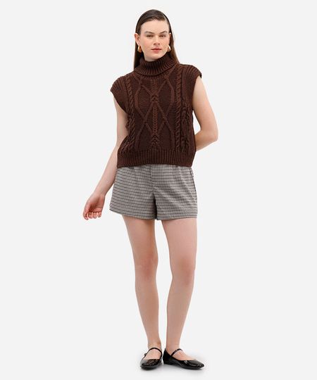 short de alfaiataria feminino xadrez bege 40 short de alfaiataria feminino xadrez bege 40