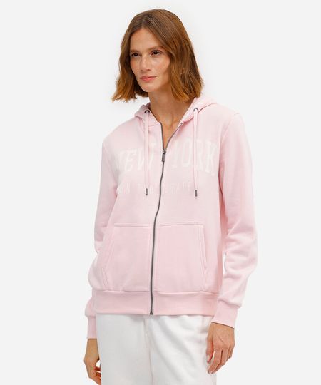 blusão feminino de moletom new york rosa M blusão feminino de moletom new york rosa M