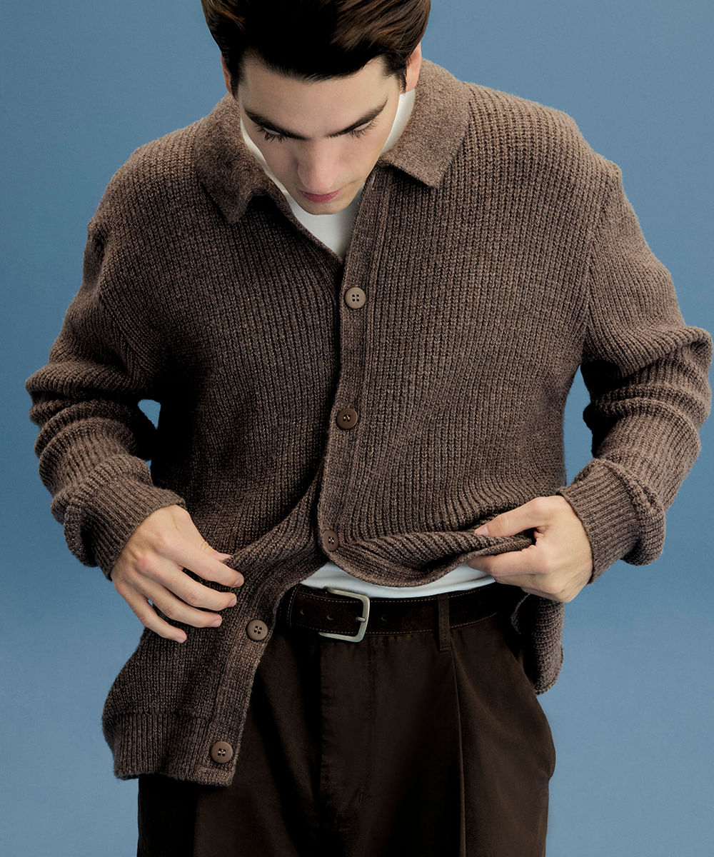 Vista 2 cardigan masculino com gola esporte britânia marrom C&A Marrom Escuro C&A Marrom Escuro