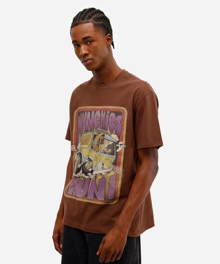 camiseta masculina de algodão scooby doo marrom PP