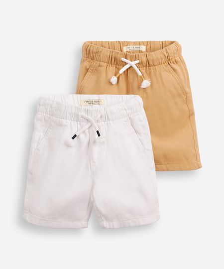 kit com 2 bermudas infantis sarja colorido 1