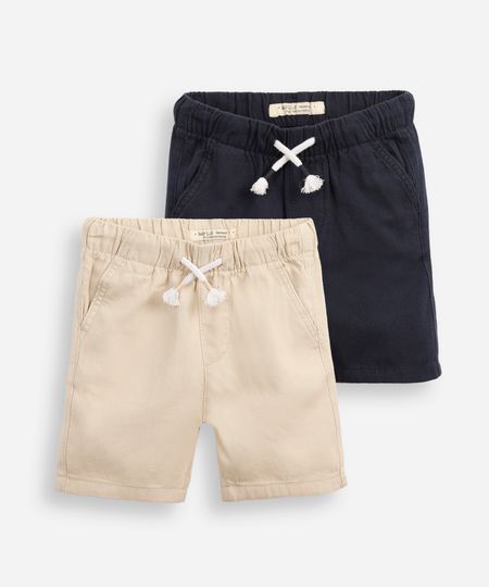 kit com 2 bermudas infantis sarja colorido 2