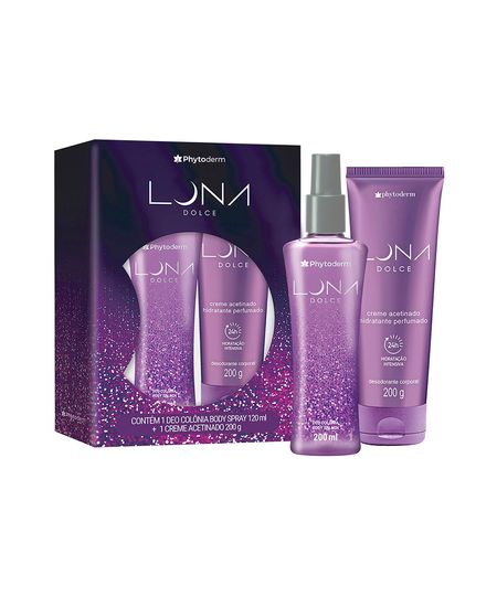 kit feminino phytoderm luna dolce deo colônia body splash 200ml e creme hidratante acetinado 200g UNICO kit feminino phytoderm luna dolce deo colônia body splash 200ml e creme hidratante acetinado 200g UNICO