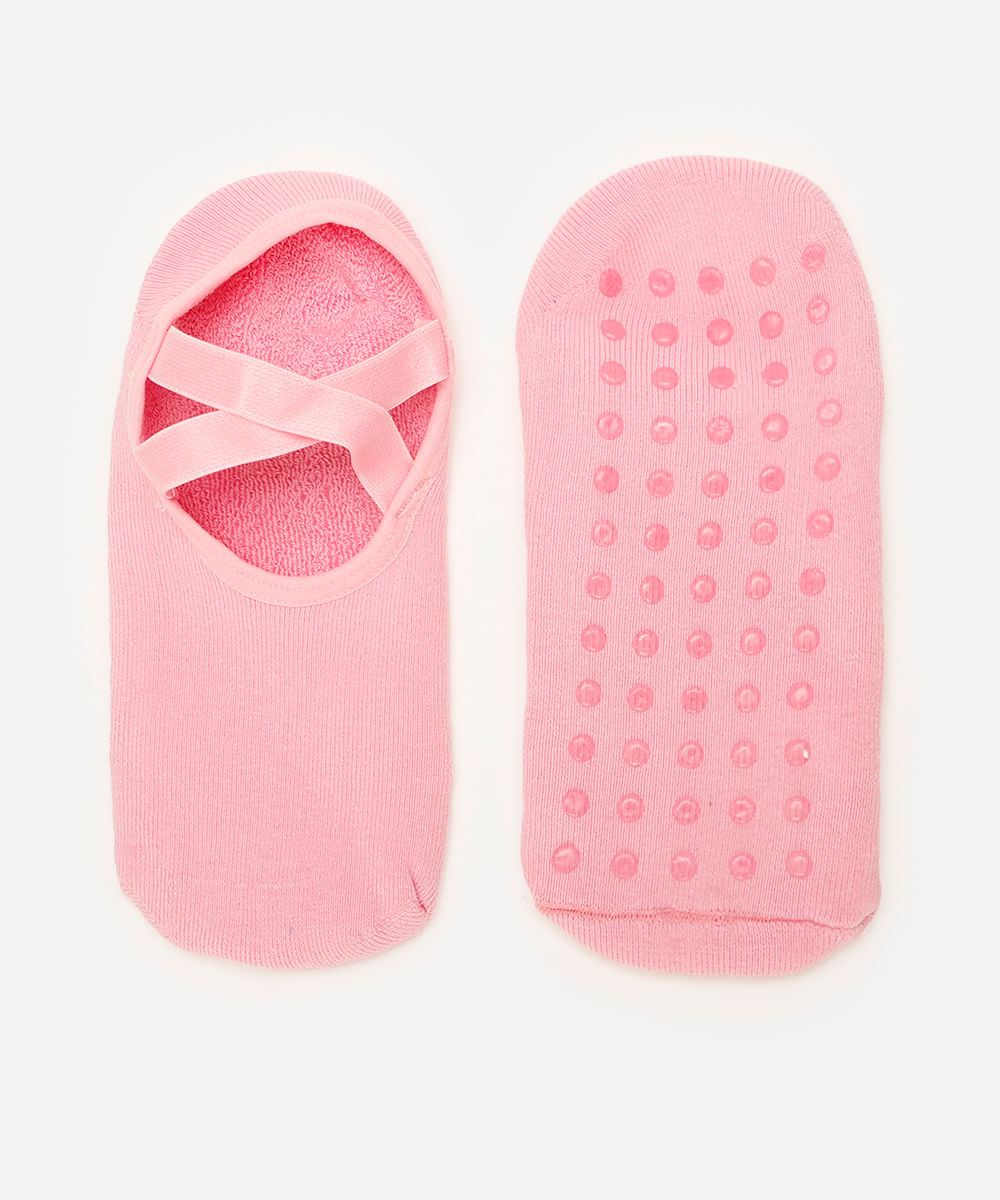 meia feminina sapatilha com antiderrapante rosa