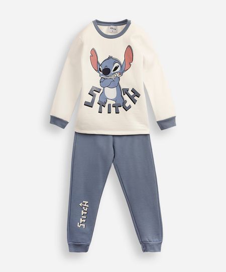 pijama infantil de algodão stitch azul 6