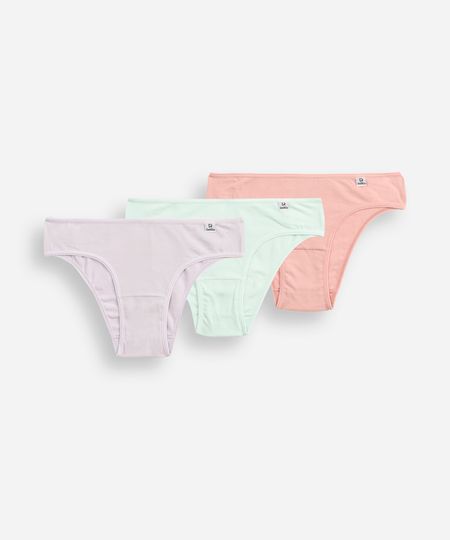 kit de 3 calcinhas biquíni de algodão delrio colorido P kit de 3 calcinhas biquíni de algodão delrio colorido P