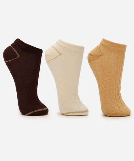 kit de 3 meias cano baixo texturizada com lurex colorido 34-39 kit de 3 meias cano baixo texturizada com lurex colorido 34-39