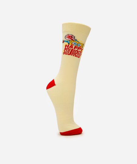meia masculina cano longo bob esponja amarelo 37-40 meia masculina cano longo bob esponja amarelo 37-40