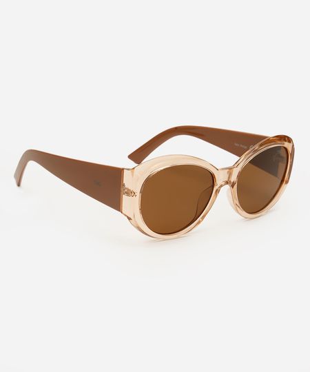 óculos de sol oval marrom UNICO