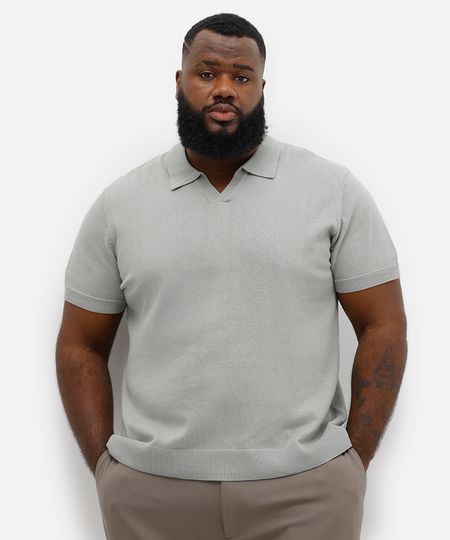 polo masculina de tricot plus size verde GG1 polo masculina de tricot plus size verde GG1