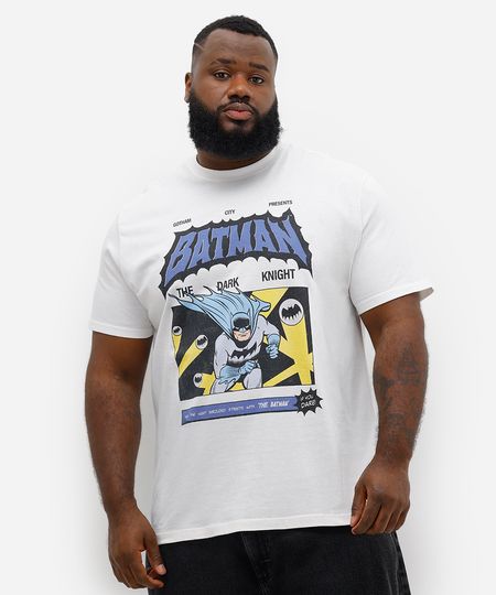 camiseta masculina de algodão batman plus size off white GG1 camiseta masculina de algodão batman plus size off white GG1